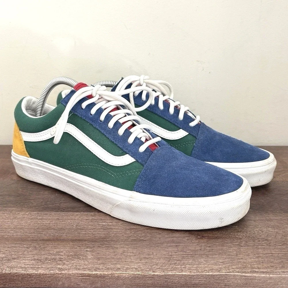 Vans Old Skool Yacht Club Shoes Blue Green Yellow Retro Suede Skater Men 10